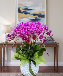 Chậu hoa lan tím 10 cành trang trí nội thất đẹp