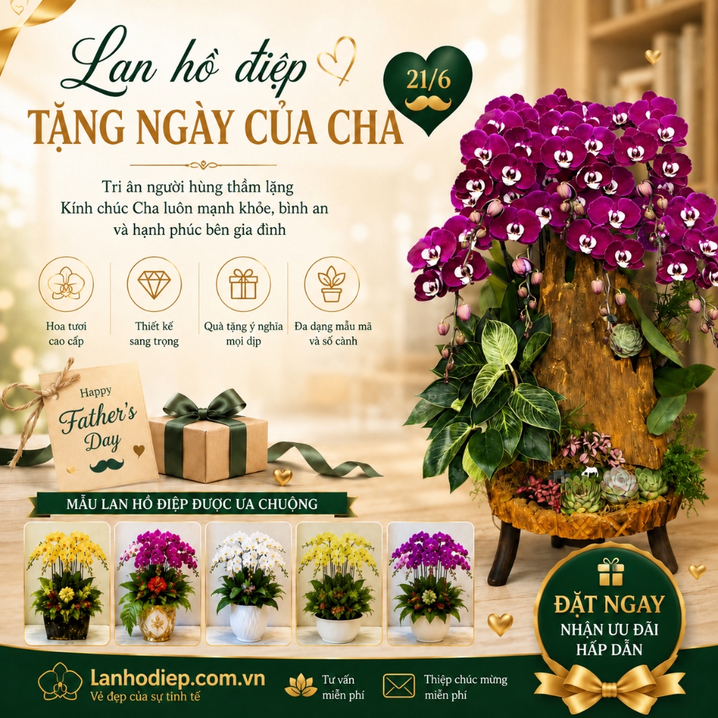Banner Lan Hồ Điệp tặng Ngày của Cha 21-6 thiết kế ý nghĩa